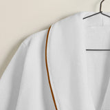 Shawl Collar Cotton Bath Robe with Border Embroidery