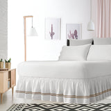 400TC Sateen Solid Cotton Double Embroidered Wrap Around Bed Skirt