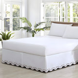 400TC Zig & Zag U Shape Solid Cotton Scallop Embroidery Tailored Bed Skirt