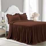 400TC Cotton Sateen Solid Ruffle Bedspread Set