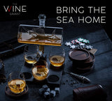 Swordfish & Sailfish Wine & Whiskey Decanter Dispenser and 4 Liquor Glasses