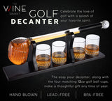 Golf Whiskey Decanter and 4 Liquor Glasses