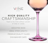 Colored Crystal Wine Glass Set of 6, Large Stemmed 12 oz