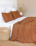 Cinnamon linen sheet set (4 pcs)