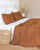 Cinnamon linen flat sheet