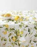 Citrus garden print on white linen napkin set of 2