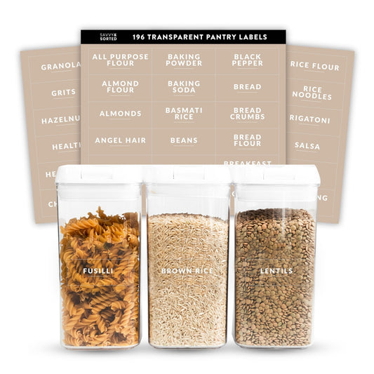 Clear Pantry Labels 198 Pack White Text Stickers