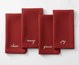Cotton Christmas Napkins with Embroidered