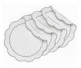 Gray and White Placemats - Scalloped Edge