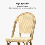PURPLE LEAF French Counter Height Bar Height Stool Set of 2, Patio Bar Chairs with Back Rattan, French Bistro Set