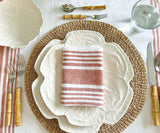 Red Linen Striped Napkins