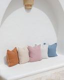 Cushion cover with pom poms in Light gray