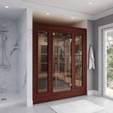 Curacao 3-Person Carbon FAR Infrared Hemlock Wooden Indoor Home Sauna Room with LED Touch Control Panel