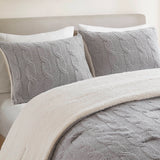 Cable Knit Chenille in Sherpa Reverse Comforter Set, Gray