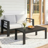 2-Piece Aluminum Outdoor Patio Loveseat with Coffee Table