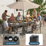 8-Person Aluminum Patio Dining Set, Extendable Table
