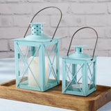 Luminous Blue Lantern Tea Light Holder - Medium