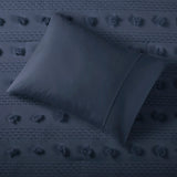 Clip Jacquard Pompoms Comforter/Duvet Cover Set, Navy