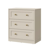 3 Drawer Nightstand, Large Bedside Table with Golden Round