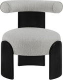 Calder - Linen Textured Fabric Upholstered Accent Chair - Painted Black Base