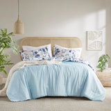 Reversible Floral Seersucker Comforter Set, Navy/Blue