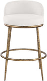 Ferro - Performance Fabric Upholstered Bar Stool - Cream / Antique Brass