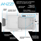 FULLY LOADED Walk-in Bathtub with Air Jets and Whirlpool Massage Jets Hot Tub | Quick Fill Waterfall Tub Filler with 6 Setting Handheld Shower Sprayer | Including Aromatherapy, LED Lights, V-Shaped Back Jets, and Auto Drain