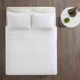 Checkered Quilted 3-Piece Reversible Coverlet Set, White