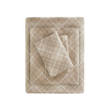 Flannel Cotton Winter Sheet Set, Plaid, Tan