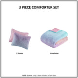 Ombre Shaggy Faux Fur Comforter Set Ombre, Purple