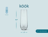 Kook Stemless Champagne Flutes, 9.4 oz, Set of 8