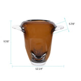 Smokey Umber Flared Edged Glass Vase- Short