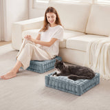 Square Large Pillow Seating Floor Cushion, Aqua Blue