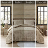 Chenille Tufted Jacquard Oversized Comforter Set, Tan
