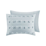 Clip Jacquard Pompom Comforter Set, Blue