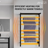 ANZZI Eve Series 8-Bar Towel Warmer (23.6" W x 39" H) with Top Shelf, Digital Control, Dual Installation, Rhino Alloy Certified Stainless Steel