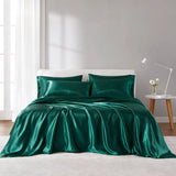 Wrinkle-Free Solid Satin Luxury Sheet Set, Emerald