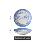 Japanese Cat Pattern Ceramic Dish Plate for Dining