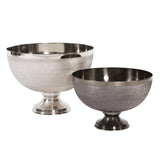 Textured Smoke Black Metal Footed Bowl- Small