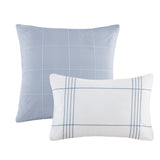 6 Piece Cotton Jacquard Oversized Comforter Set, White/Blue