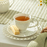 White Heirloom 7oz Porcelain Tea Cup & Saucer