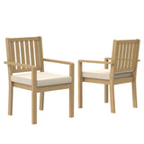 2-Piece All Weather Acacia Wood Outdoor Dining Chairs with Weather-Resistant Cushions