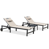 PURPLE LEAF Patio Tanning Chaise Lounge Chair Set with Face Down Hole