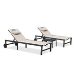 PURPLE LEAF Patio Tanning Chaise Lounge Chair Set with Face Down Hole