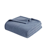Solid Neutral Faux Feathersoft Blanket, Navy Blue