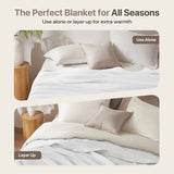 100% Cotton Waffle Weave Cozy Bedding Blanket, White