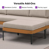 PURPLE LEAF Sicilia L-Shaped Modular Outdoor Sectional with Oatmeal Greige Cushions Flexible Layout for Garden Poolside