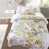 Modern Leaves Comforter Set with Bed Sheets, Yellow