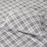 Flannel Cotton Winter Sheet Set, Plaid, Red/Grey