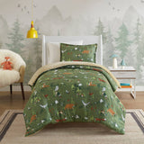 Wholesale Forest Animals 5-Piece Plush Reversible Comforter Set, Green